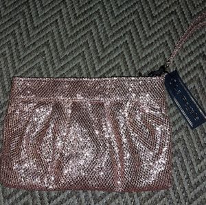 Beautiful rose gold glitter clutch/ wristlet